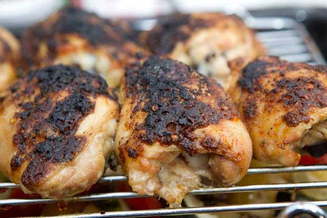 This piri-piri chicken was served with roasted root vegetables