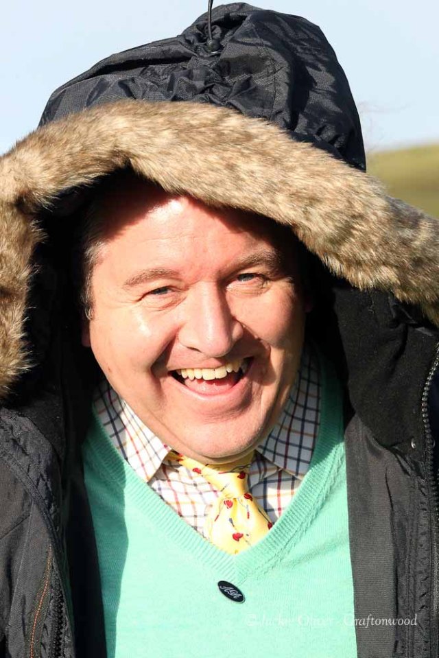 Heather Kemp insisted that I put my hood up, as ever, Jackie Oliver was in the right place at the right time!