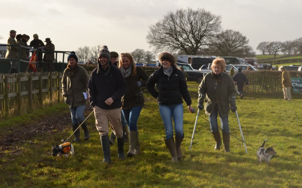 Jockey Tom David leads up from his fellow course walkers
