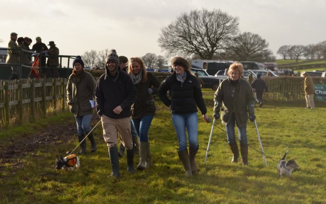 Jockey Tom David leads up from his fellow course walkers