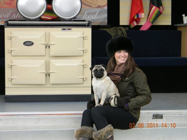 Olivia with Arnie the pug!