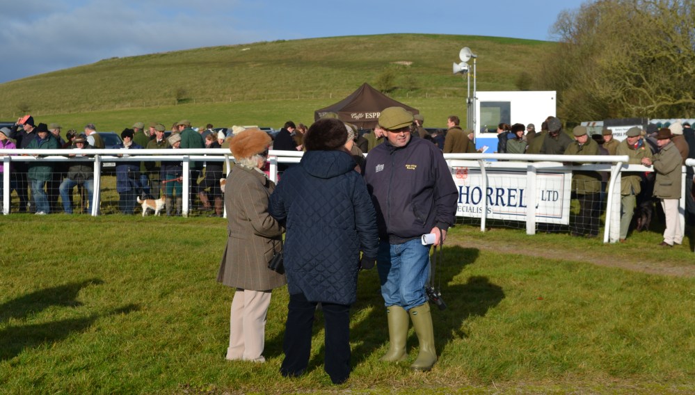 Top National Hunt trainer Alan King casts his eye over the runners before the Jockey Club Open Mares Maiden
