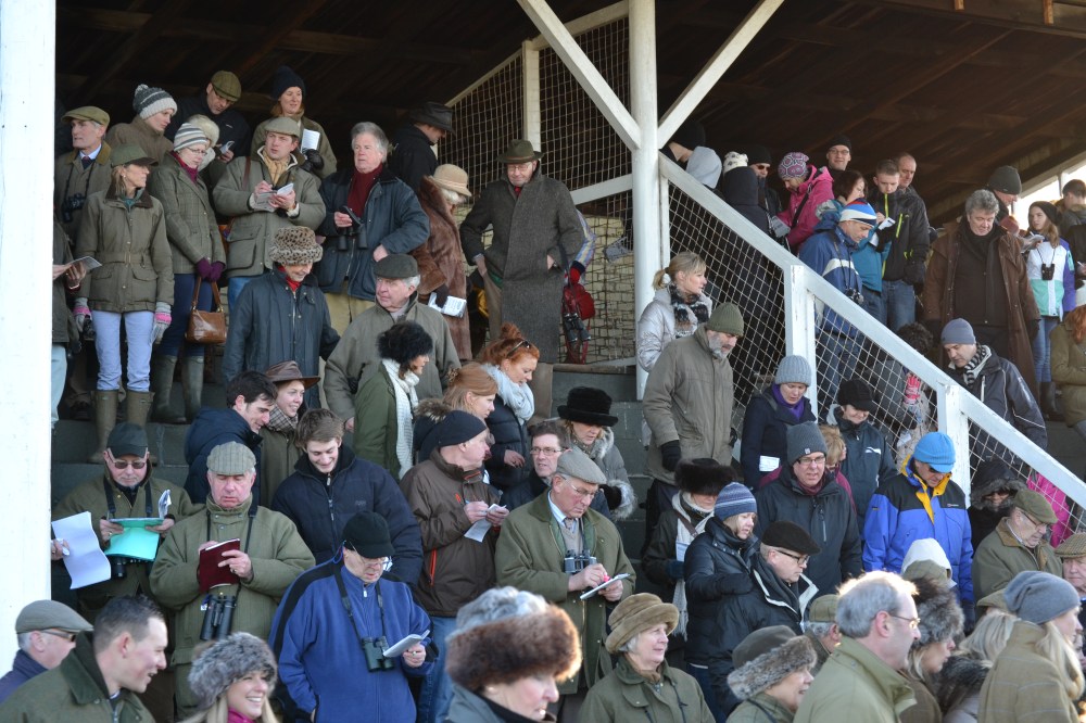 A packed stand at Cottenham just after the Mens Open race