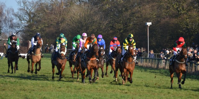 The field pass the stands on the first circuit