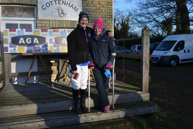 Ally Stirling and the injured Hannah Watson (who would have ridden Qrackers if she was fit)