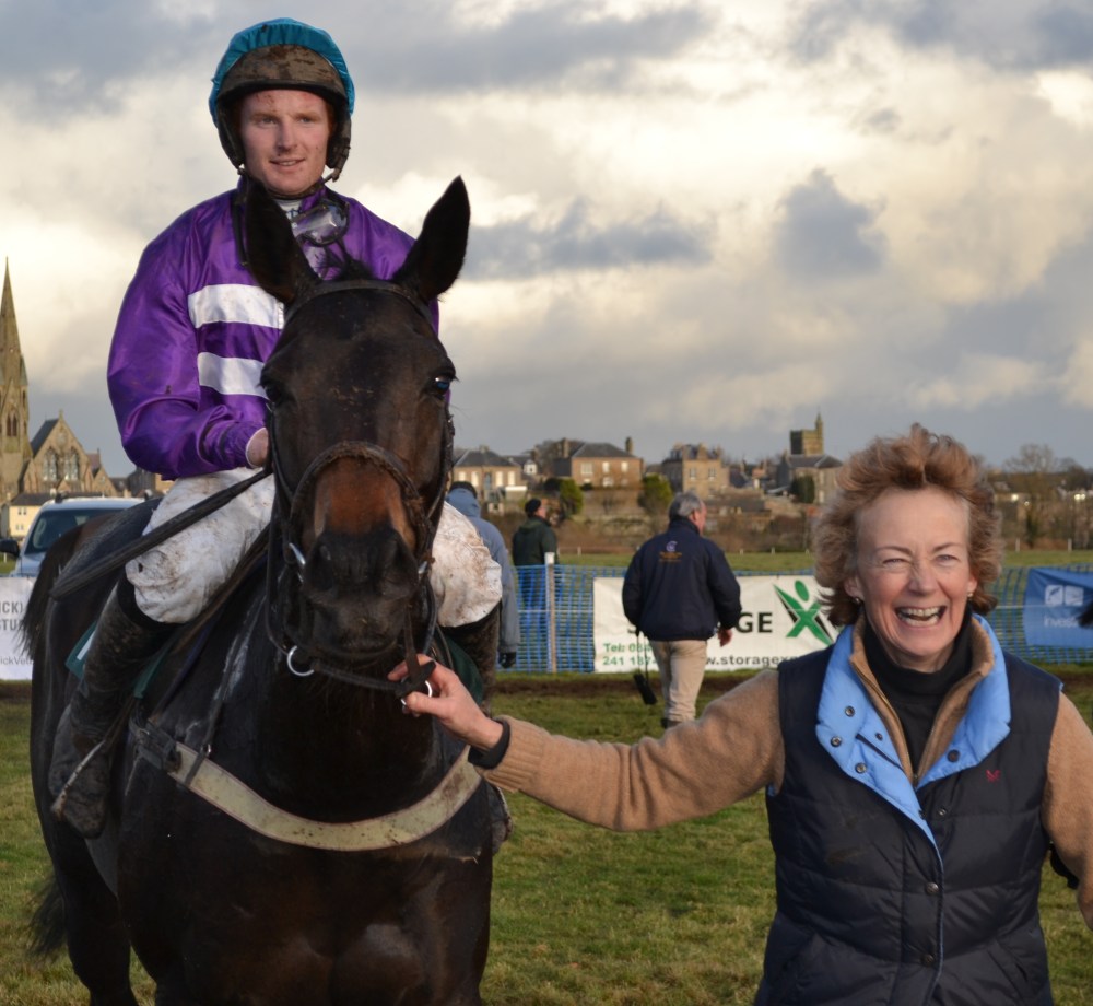 Splendid Blue and Nick Orpwood, winners of the Jockey Club Open Mares Maiden 