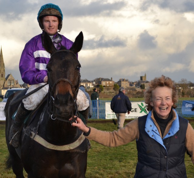 Splendid Blue and Nick Orpwood, winners of the Jockey Club Open Mares Maiden 