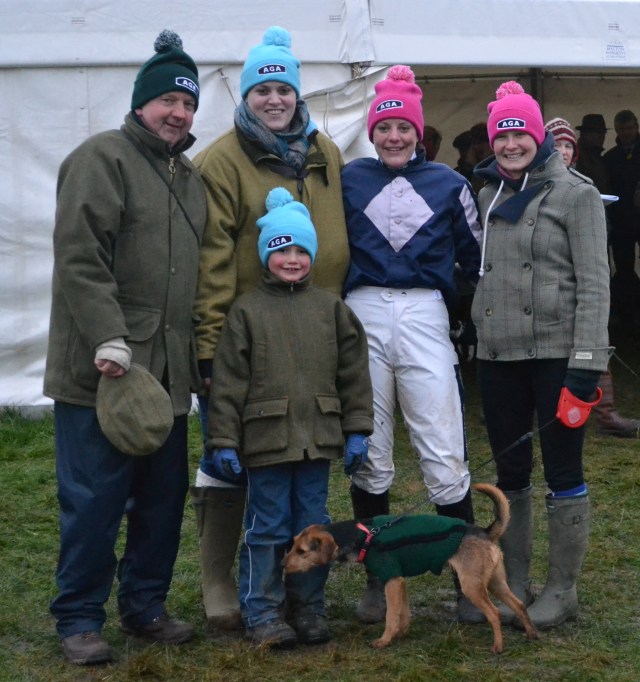 Tim Easterby, Samantha Coward, Jacqueline Coward, Jo Mason (with Pixie) and Thomas Easterby (front)