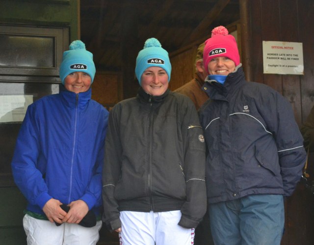 L-R: Claire Metcalfe, Kelly Bryson and Wendy Hamilton outside the weighing room