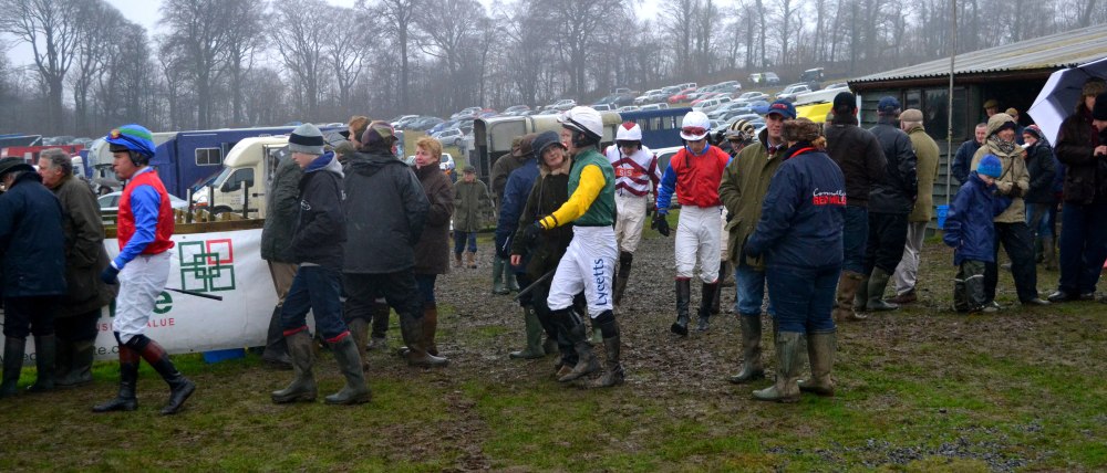 The jockeys head out for the Mens Open