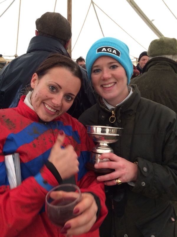 The hats were just as popular at Higham, Sarah Henderson has borrowed sister Camilla's to celebrate another win for Khyber Kim