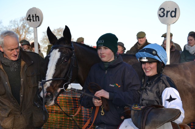 Owner Cliff Myers with Jack & Gina Andrews following Can Mestret's impressive win in the Restricted