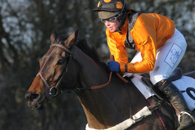 Claire Hart drives Palypso de Creek to the line to land the AGA Ladies' Open point-to-point race at Sheriff Hutton
