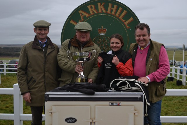 Sam Loxton (husband of trainer Rosie), Paul Nicholls, Meg Nicholls and David Simpson (AGA)