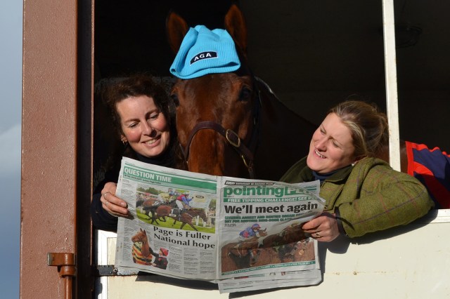 Alfie (Gift Of Dreams) is about to be tacked up for the Maiden, but is relaxed enough to join in the fun (he came 3rd)