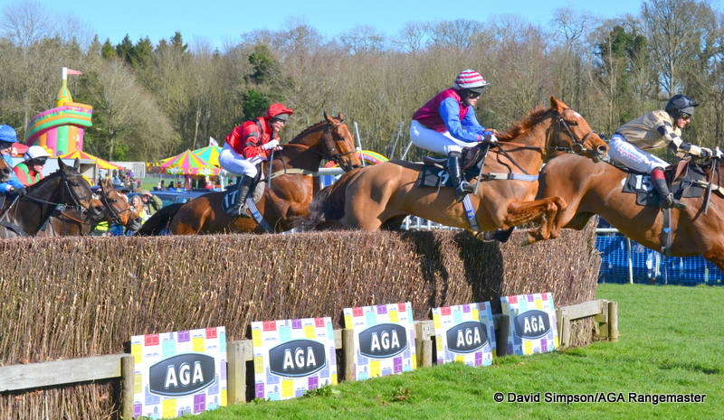 Shoreacres has cleared the 12th fence, just ahead of Moscow Blaze