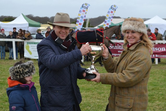 Another highlight was Ravethebrave winning the Bonhams Mens Open, Lawney Hill receives the trophy from the very dapper Bonhams man