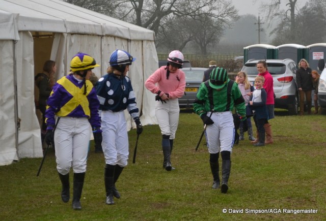 Some last minute adjustments as the girls head out for the first race ... but there's one missing!