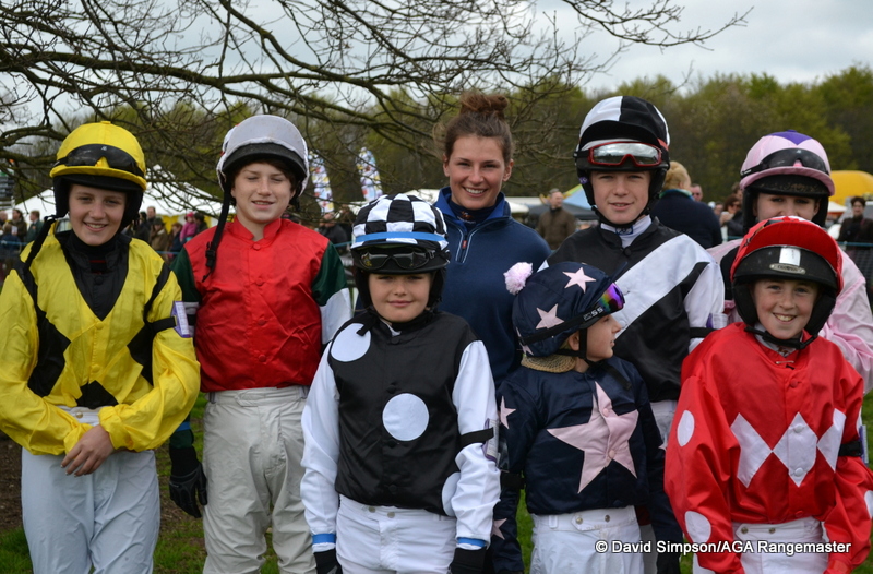 Katie Young lines up with the young pony riders in the paddock
