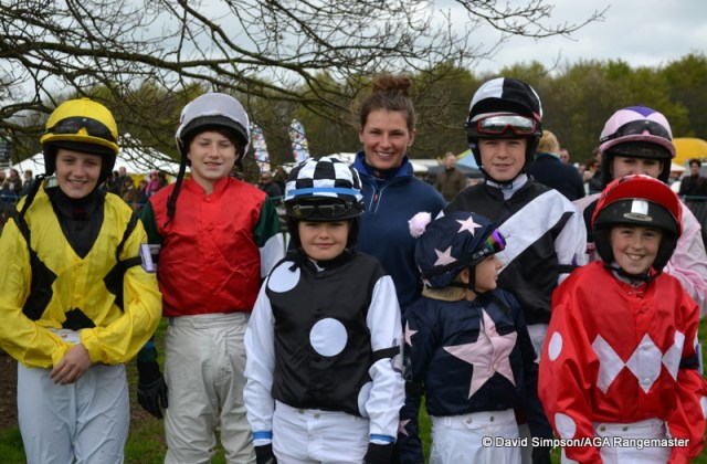 Katie Young lines up with the young pony riders in the paddock