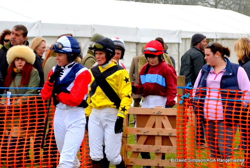 Jessica Gillam leads the girls into the paddock for the AGA Ladies Open race