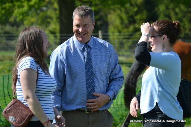 Becky, Sophie & Richard are in good spirits in the paddock before the AGA Ladies Open