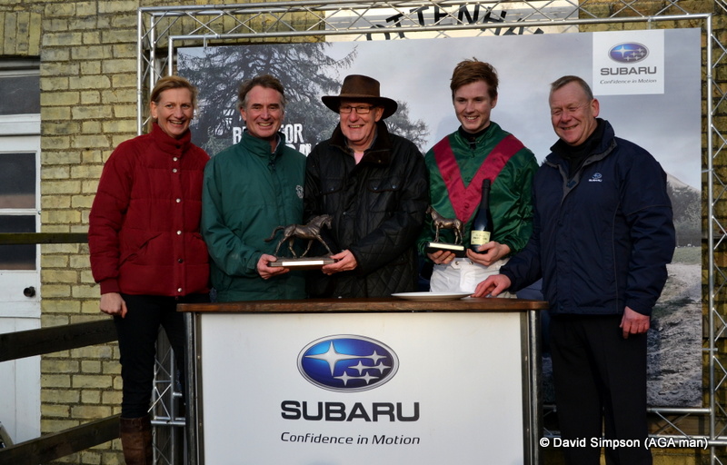 PPA executive, Clare Hazel, joins the Subaru boys to make the presentation to winning connections