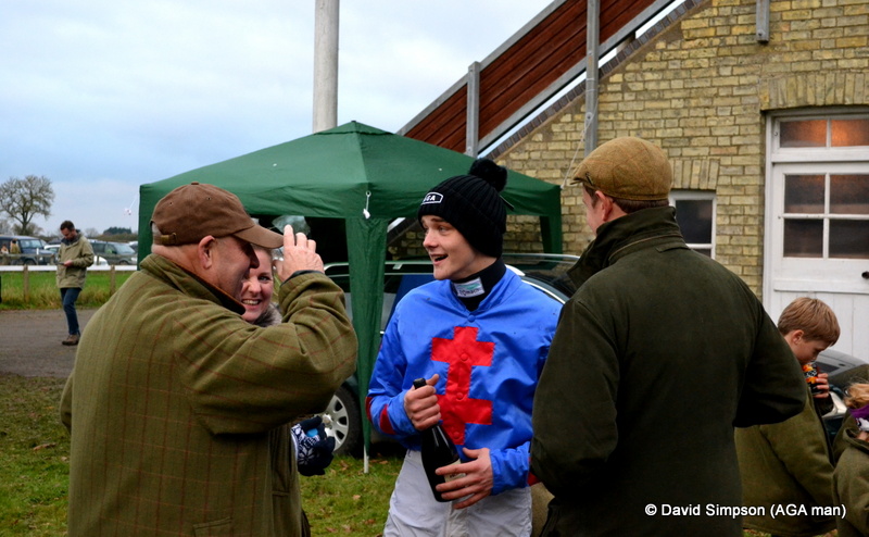 A win for Sam Davies-Thomas was celebrated with some Roses, a bottle of Prosecco and a new AGA hat