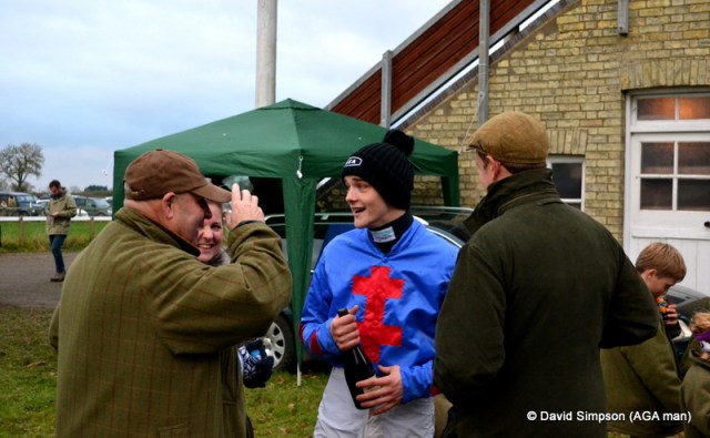 A win for Sam Davies-Thomas was celebrated with some Roses, a bottle of Prosecco and a new AGA hat