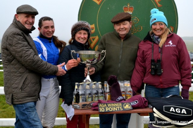 Pauline Harkin (far right) does the honours following the AGA sponsored ladies open race