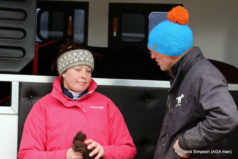 Claire Hart and Richard Bandey are reluctant to leave the lorry due to their choice of head gear!