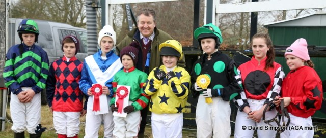 Some of the young riders line-up for a pic with the AGA man