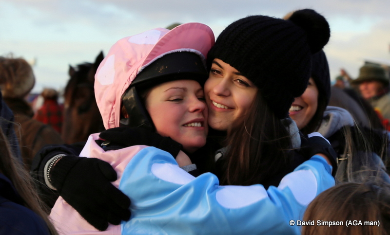 There were hugs for everyone in the paddock after the race