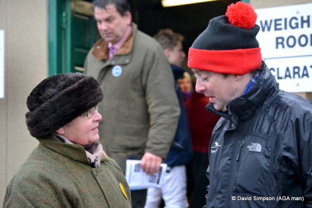 Harry Fowler (Tattersalls Director) and Jen Hancox are deep in conversation