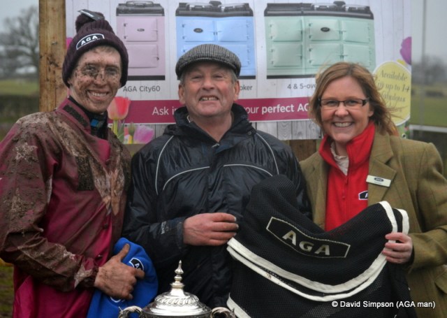 The pair are joined by a very muddy (and very happy), James Ridley