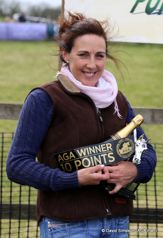 Jo cradles her armful of goodies, including her AGA points sticker
