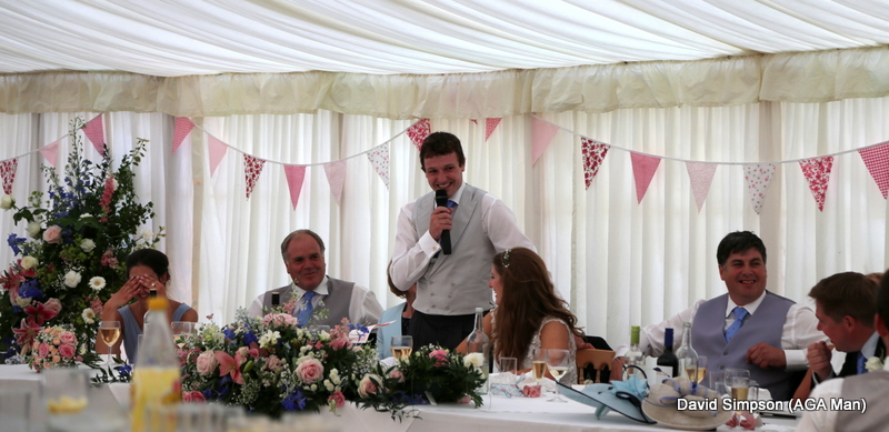 The groom was next up, with plenty of one liners... plus a couple of broom sticks!