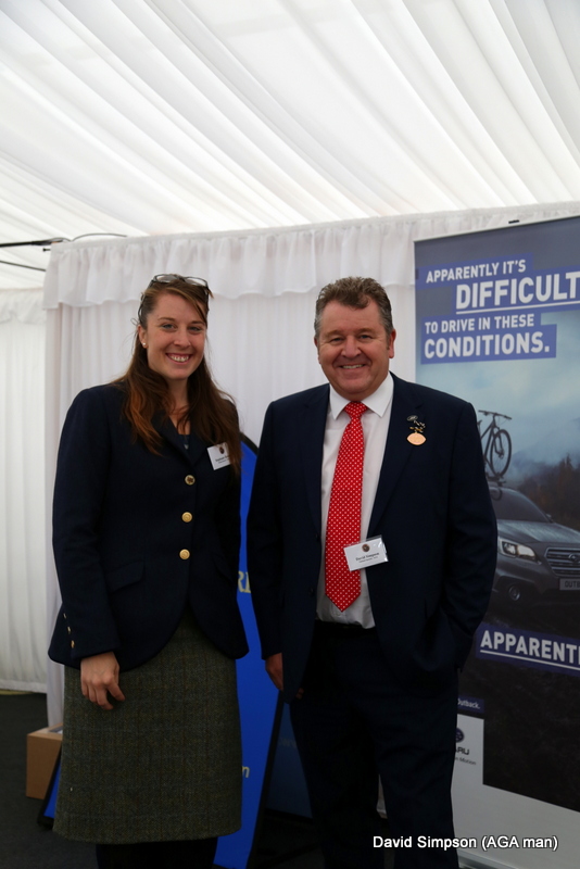 Steph and the AGA man with some strategically placed branding!